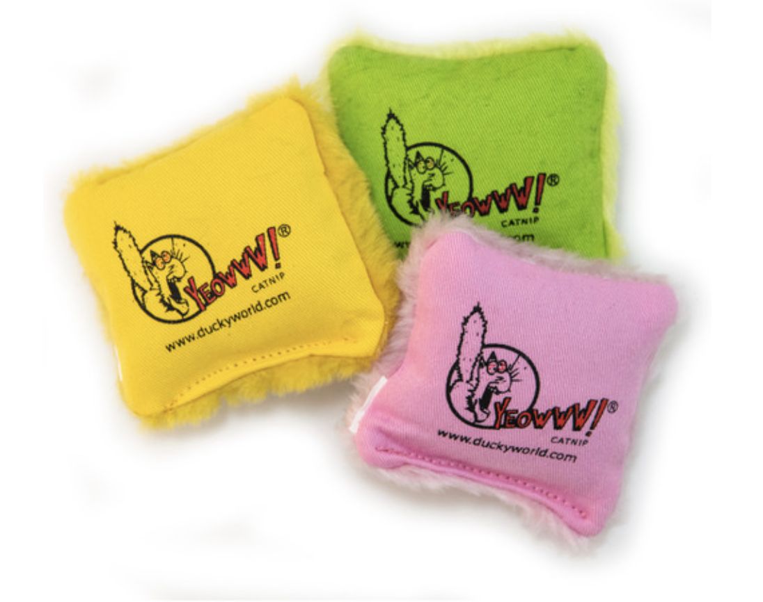 Yeowww! Pillow Catnip Cat Toy - Green, Yellow, or Pink