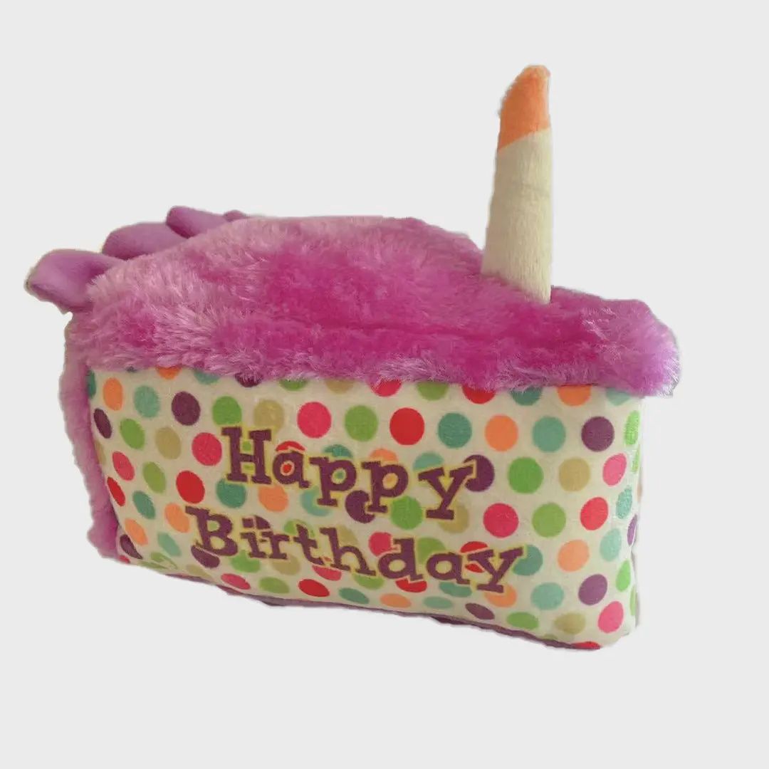 PetLou 6&quot; Happy Birthday Cake Plush Dog Toy