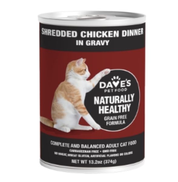 Dave&#39;s Canned Cat Food Shredded Chicken Dinner in Gravy 13.2oz