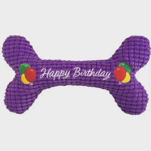 PetLou Happy Birthday Bone Plush Dog Toy