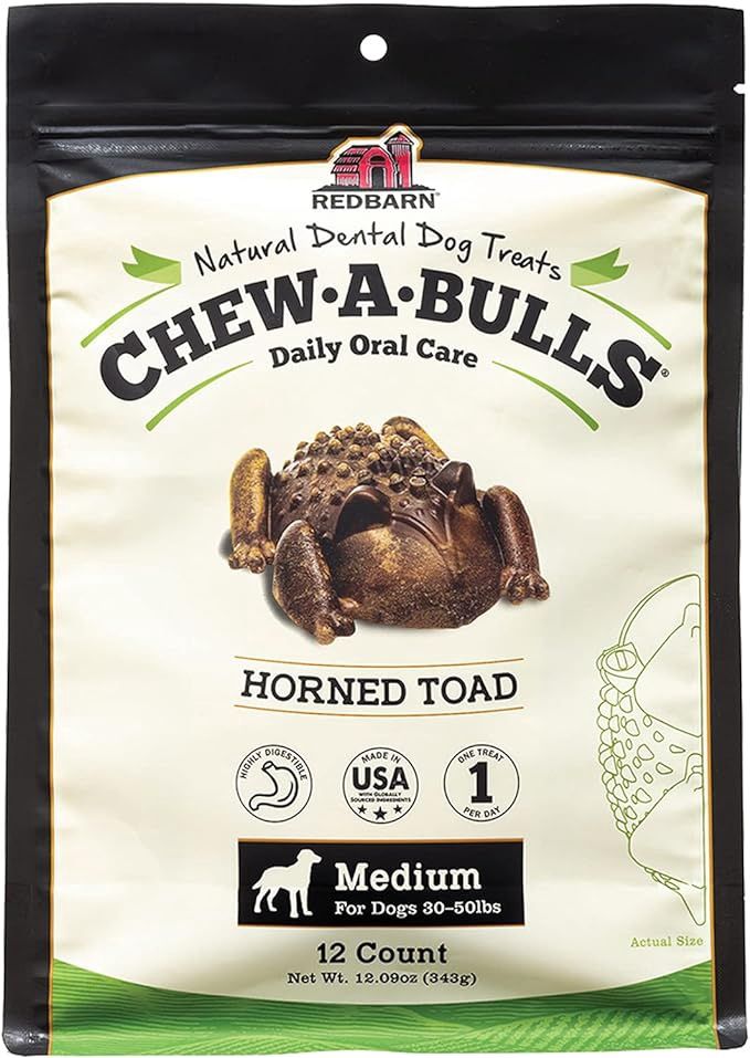 Redbarn Chew-A-Bulls Horned Toad  Medium 12 ct