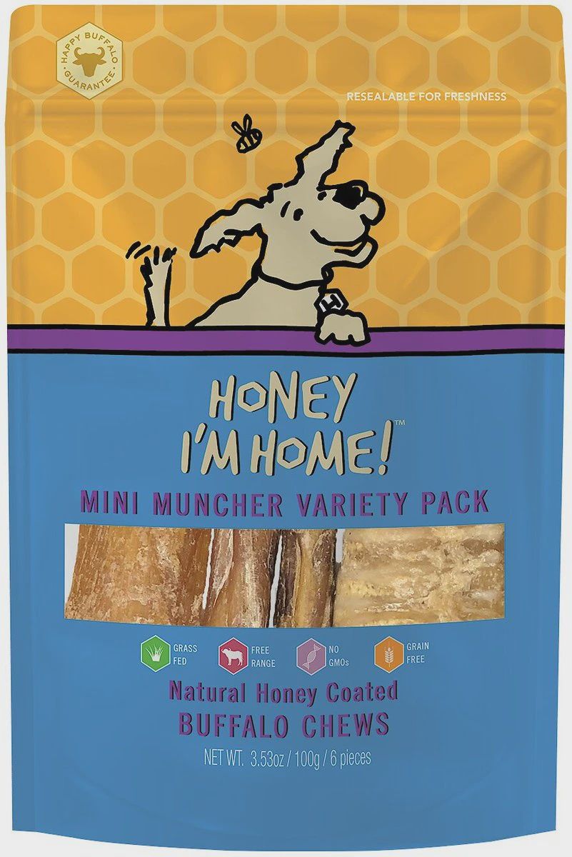 Honey I&#39;m Home Mini Muncher Buffalo Chews Variety Pack 3.53oz