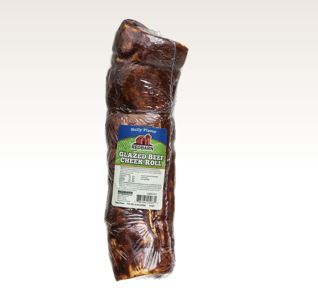 Redbarn Large Glazed Beef Cheek Roll with Bully Flavor
