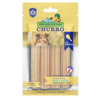 Himalayan Yak Churro with Chicken Dog Chews 4 Count