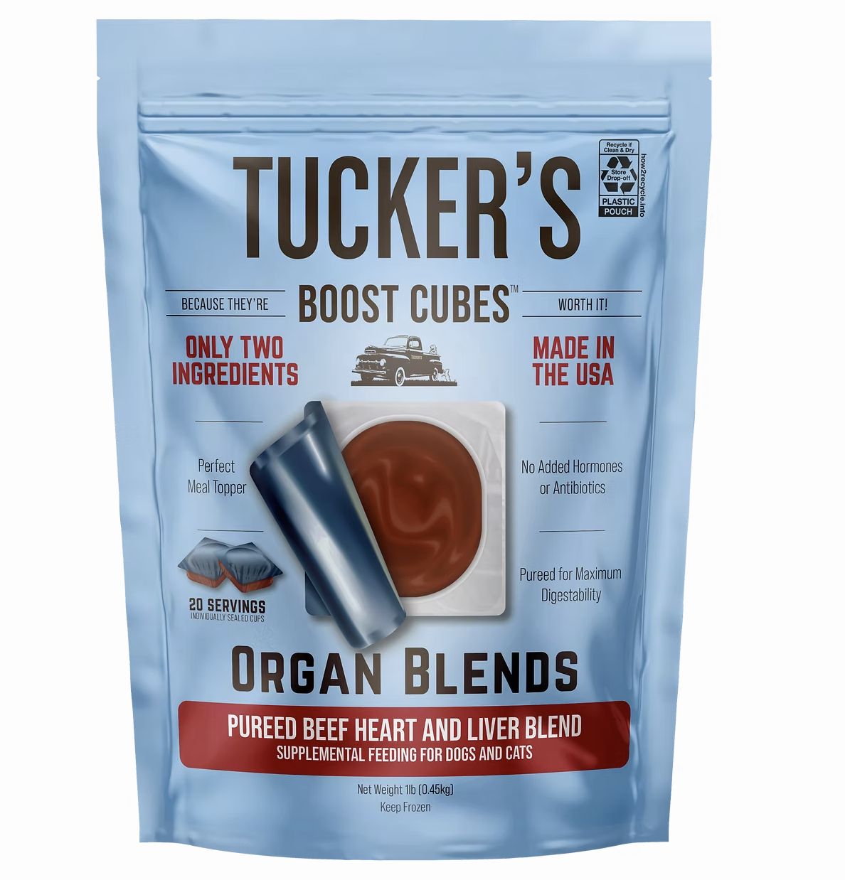 Tucker&#39;s Frozen Boost Cubes Organ Blends -Beef Heart and Liver  - 1 lb