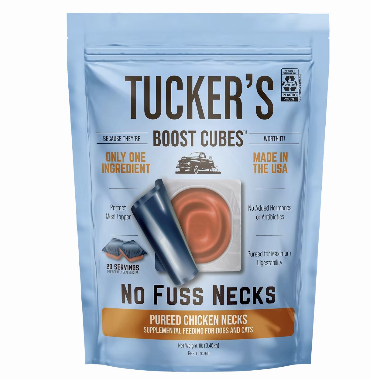 Tucker&#39;s Frozen Boost Cubes- Pureed Chicken Necks - 1 lb