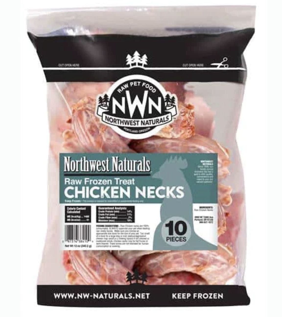 Northwest Naturals Frozen Raw Chicken Necks 10 Pack