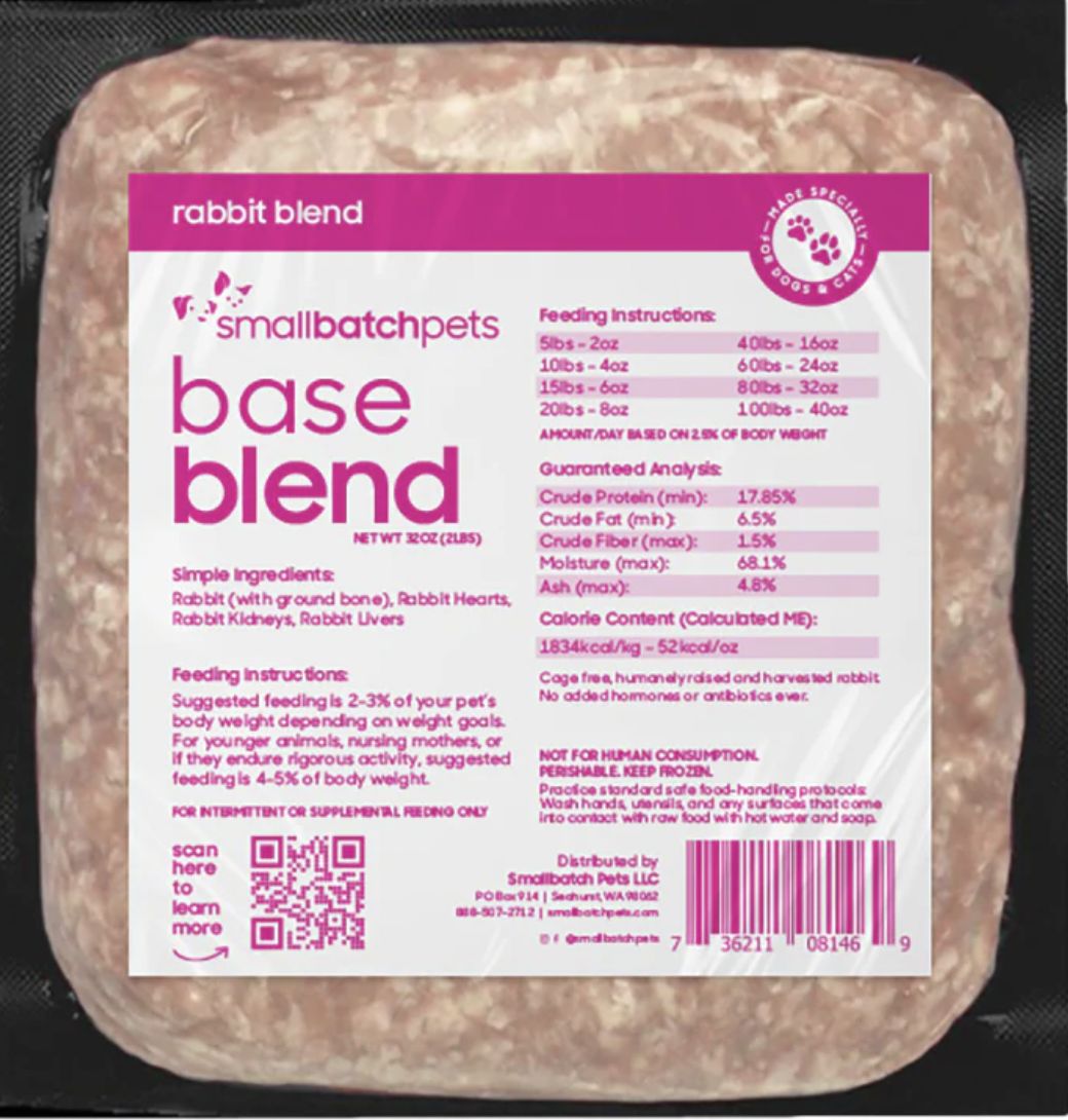 Smallbatch Frozen Rabbit Base Blend Brick 2lb