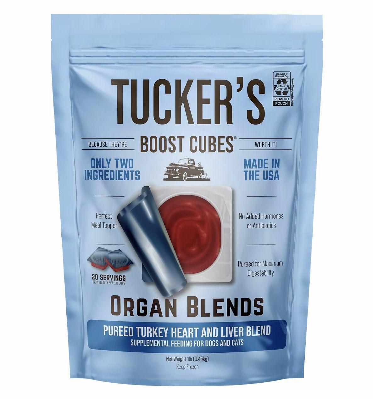 Tucker&#39;s Frozen Boost Cubes Organ Blends - Turkey Heart and Liver - 1 lb