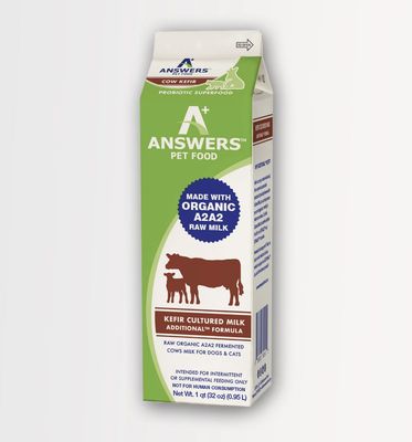 Answers Pet Food Frozen Organic A2 Fermented Raw Cow Milk Kefir - Quart
