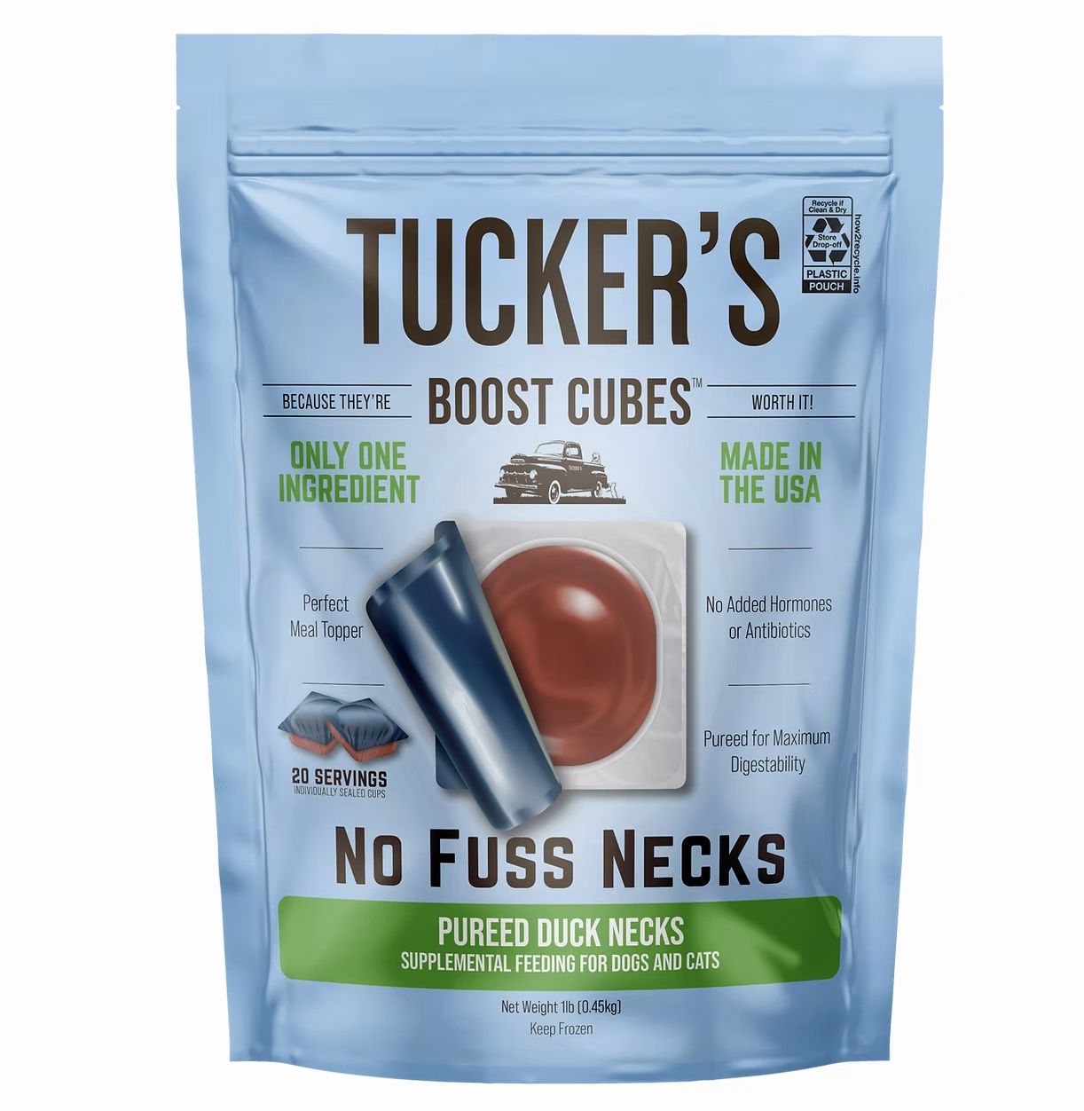 Tucker&#39;s Frozen Boose Cubes- Pureed Duck Necks - 1 lb