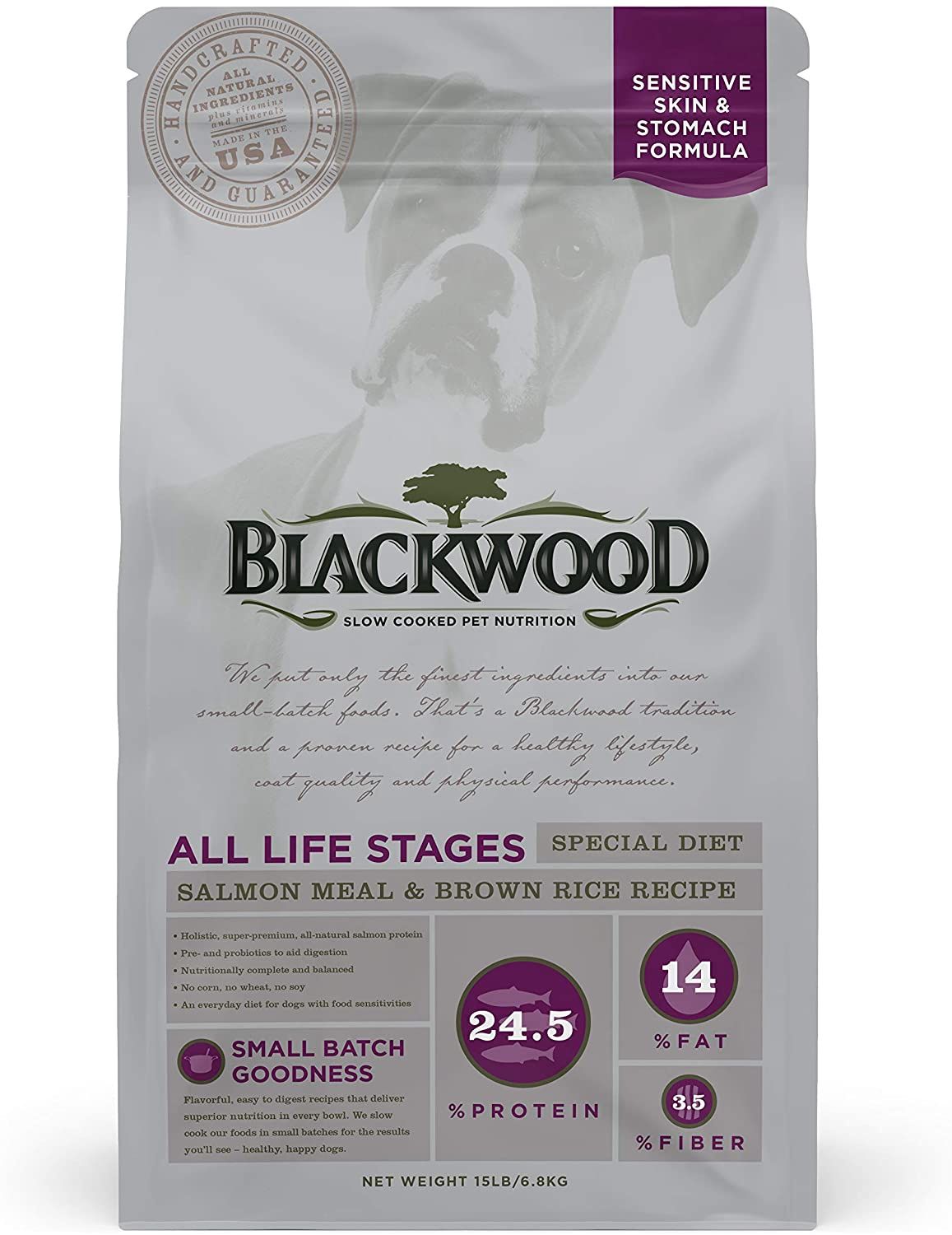Blackwood Salmon Meal &amp; Brown Rice Sensitive Skin &amp; Stomach Recipe Dog Food 30lb