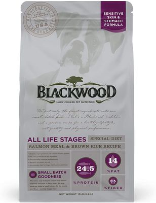 Blackwood Salmon Meal &amp; Brown Rice Sensitive Skin &amp; Stomach Recipe Dog Food 30lb