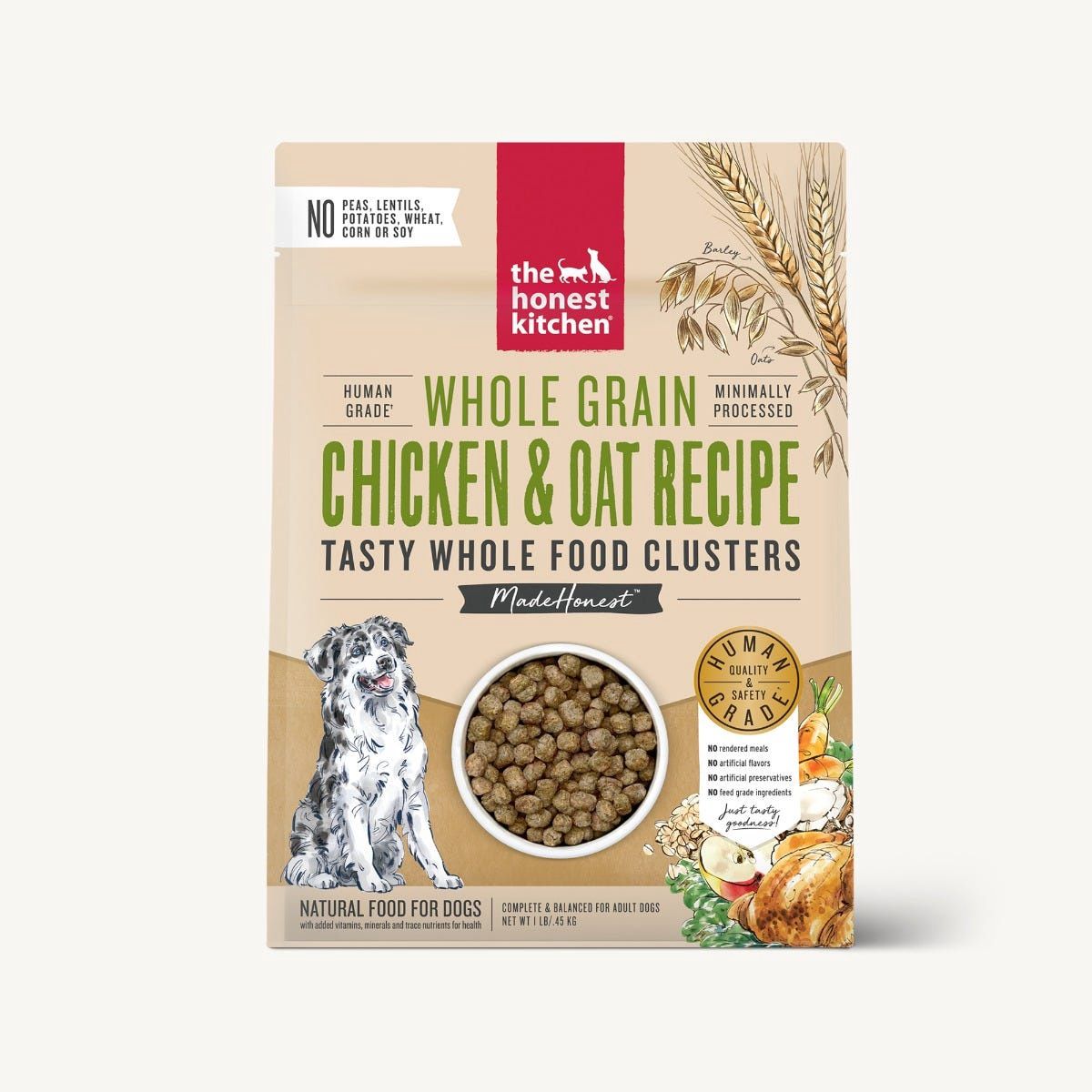 The Honest Kitchen Whole Grain Chicken &amp; Oat Recipe Clusters Dog Food 1lb