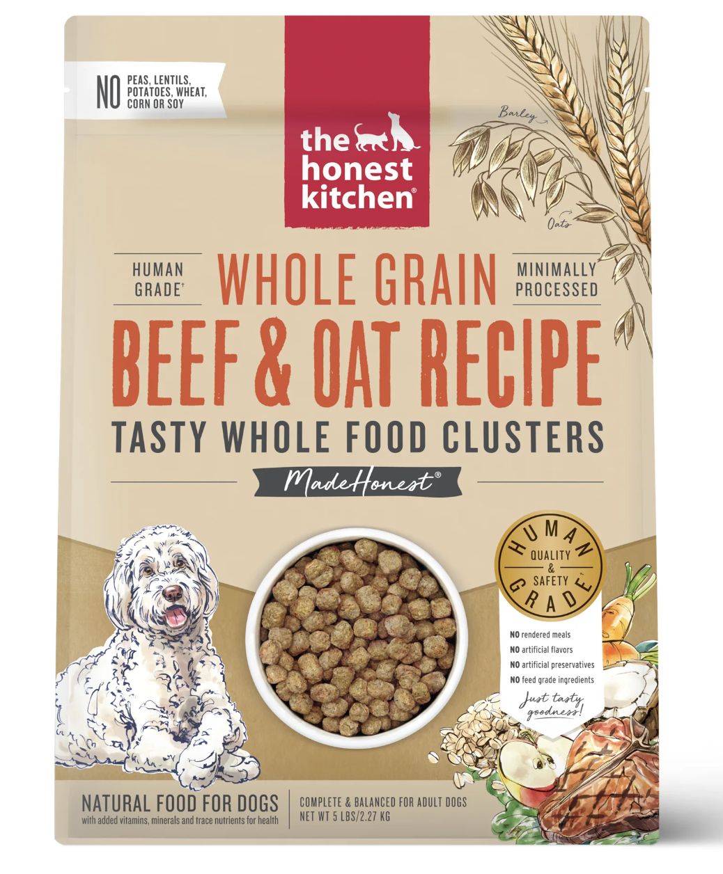 The Honest Kitchen Whole Grain Beef &amp; Oat Recipe 5 lb