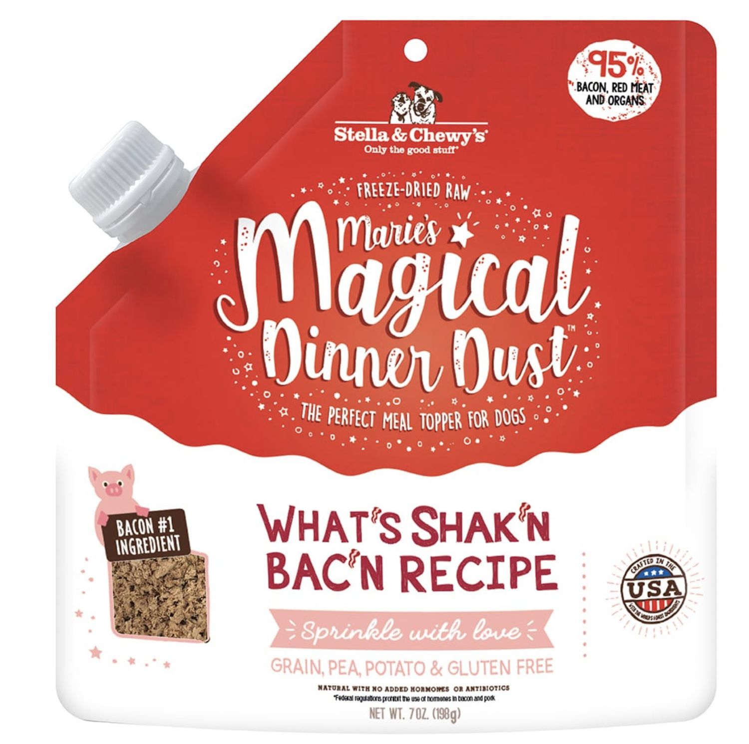 Stella &amp; Chewy&#39;s Magical Dinner Dust Bacon Recipe Freeze-Dried Topper 7 oz