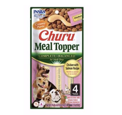 Inaba Churu Chicken &amp; Salmon Recipe Complete &amp; Balanced Dog Meal Topper 4 Pack