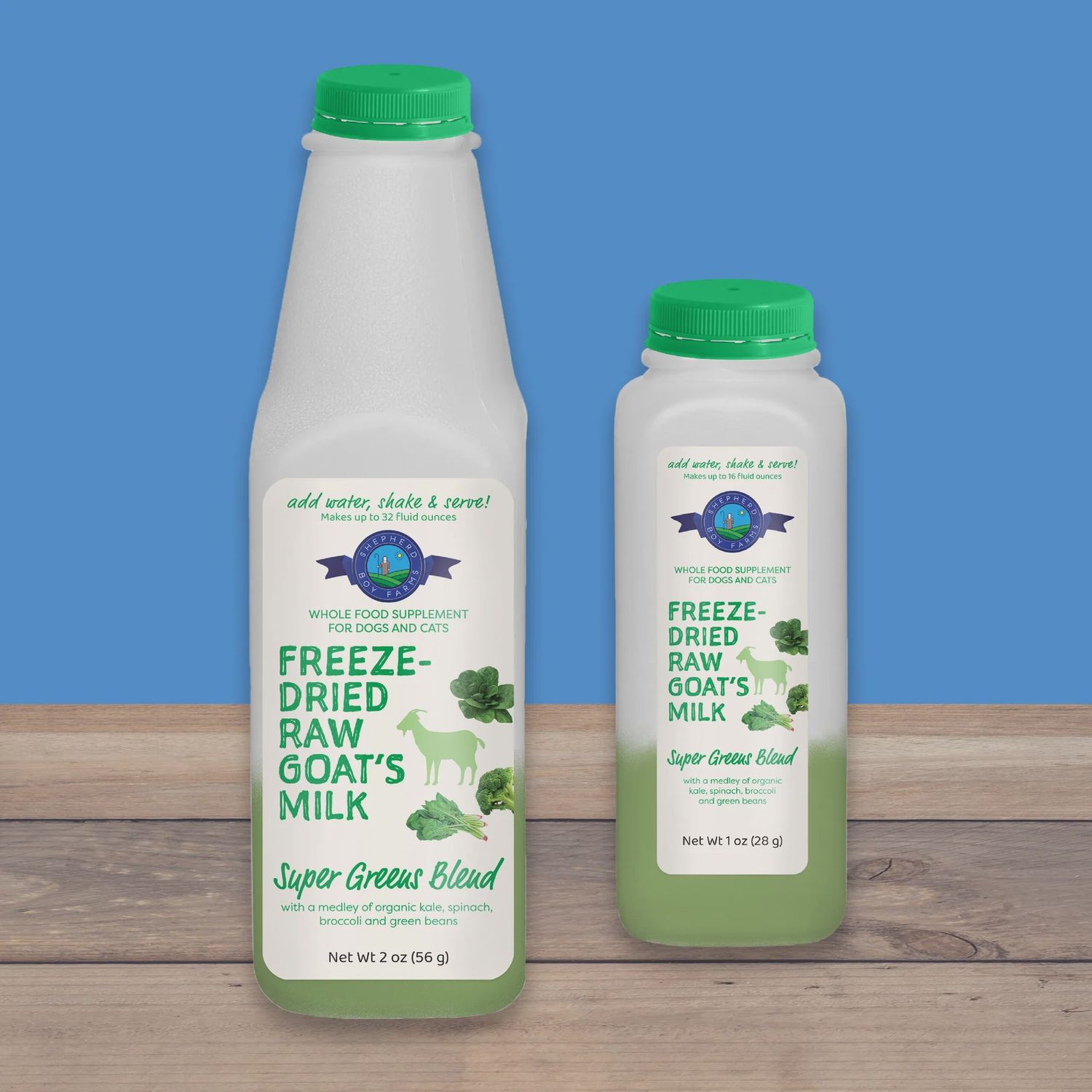 Shepherd Boy Farms 2oz Freeze-Dried Super Greens Blend Goat Milk Topper Makes 32oz