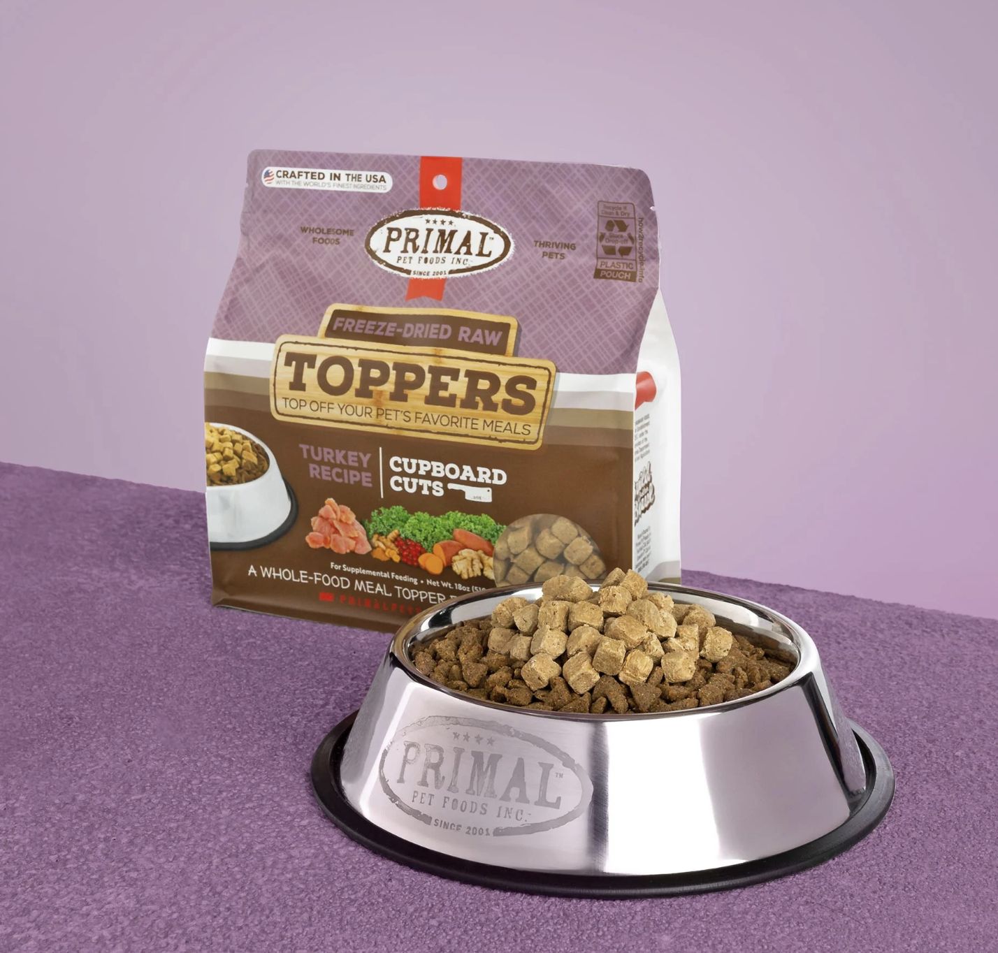 Primal Cupboard Cuts Freeze Dried Raw Toppers Turkey Recipe 18oz
