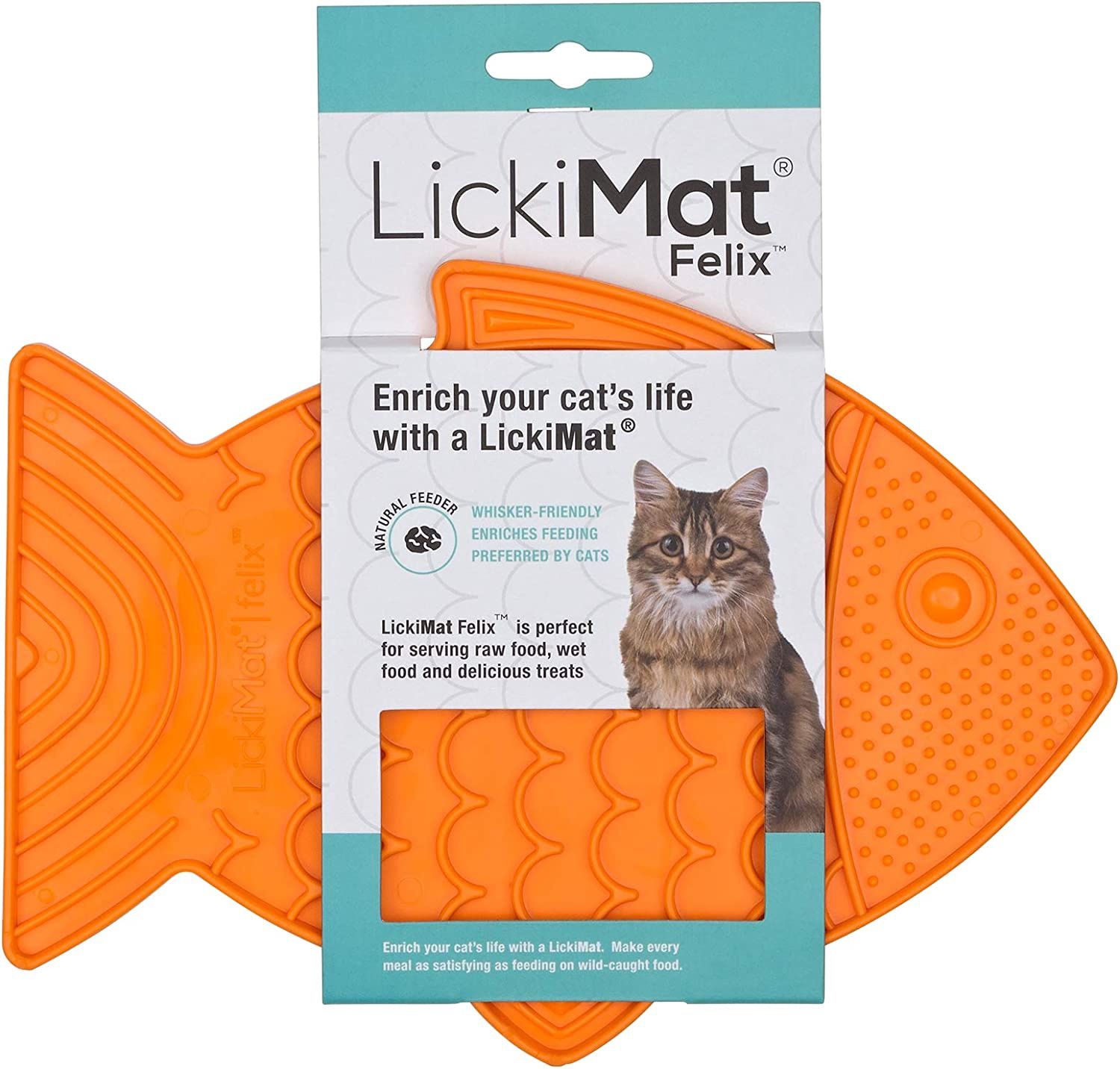 LickiMat Felix Cat Slow Feeder Orange