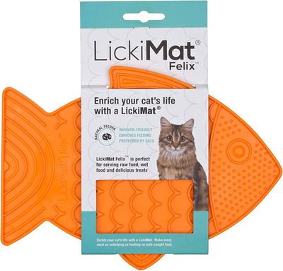 LickiMat Felix Cat Slow Feeder Orange