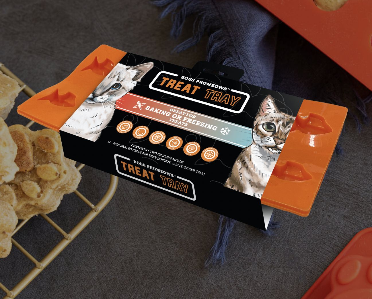 Boss Cat Fishy Silicone Mold Treat Tray, 2 Pack