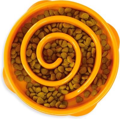 Outward Hound Non-Slip Mini/Medium Fun Feeder Slo Bowl Orange Slow Feeder Dog Bowl