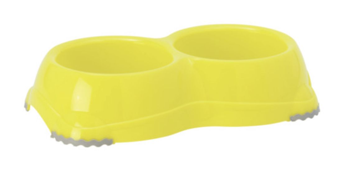 Moderna Double Smarty Bowl Non Slip Holds 2x1.5 Cup Lemon