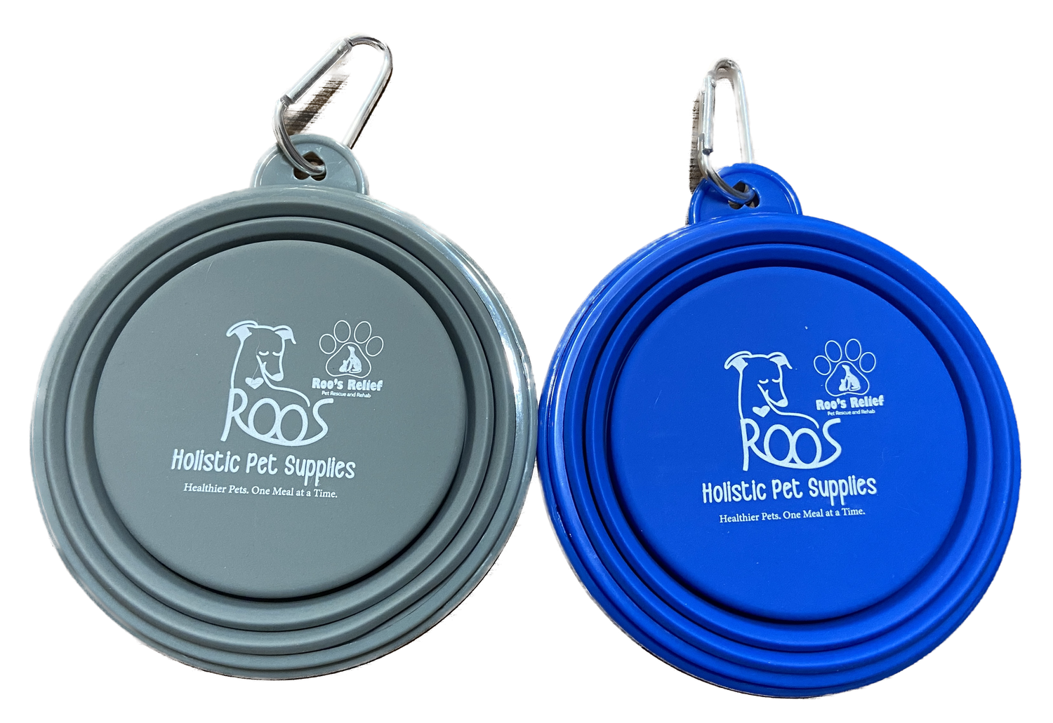 Roo&#39;s Pet Silicone Collapsible Bowl - Gray or Blue
