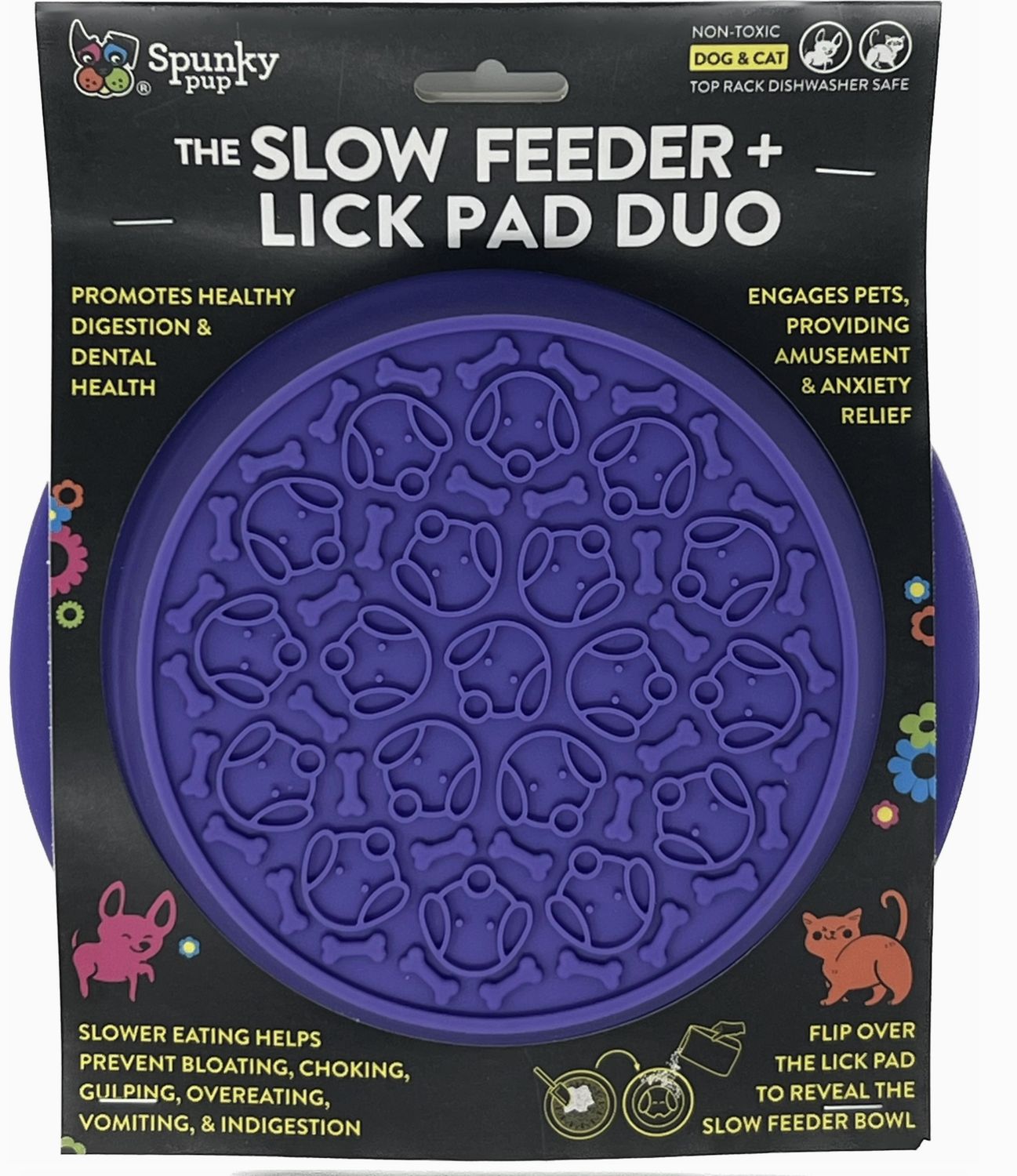 Spunky Pup Slow Feeder + Lick Pad Duo - Purple or Pink