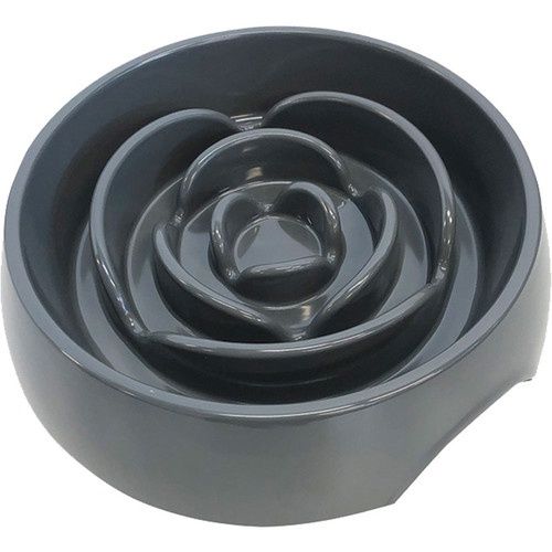 Messy Mutts 3 Cup Gray Slow Feeder Bowl