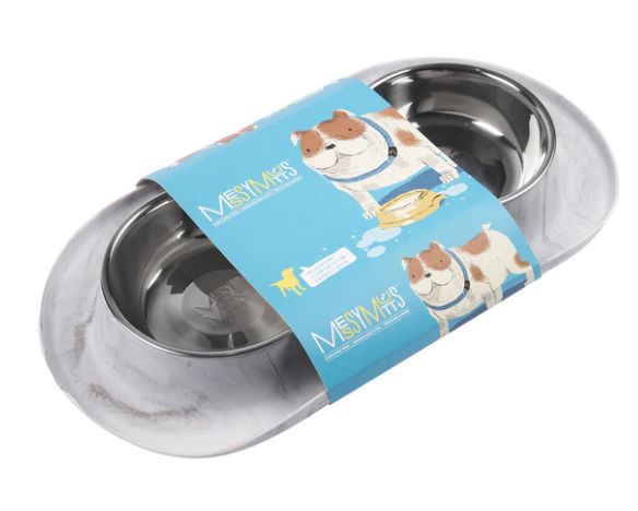Messy Mutts Marbled Silicone Double Feeder Large