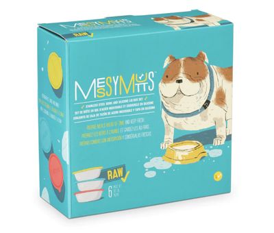 Messy Mutts 6pc Medium Stainless Steel Bowl &amp; Lid Combo Set