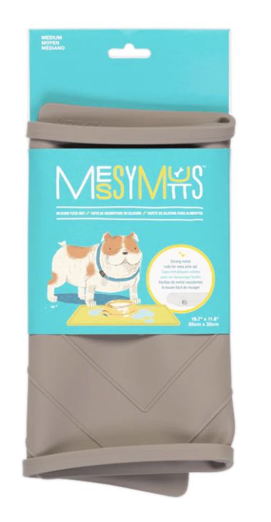 Messy Mutts Silicone Food Mat w/ Metal Rods 24&quot; x 16&quot; Large Gray
