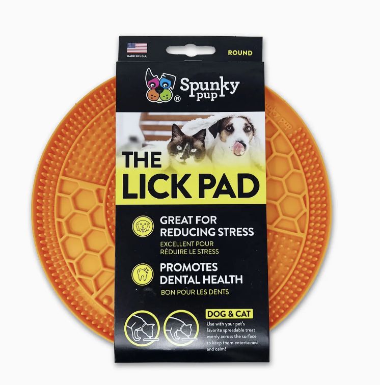 Spunky Pup Lick Mat  Round - Orange or Green