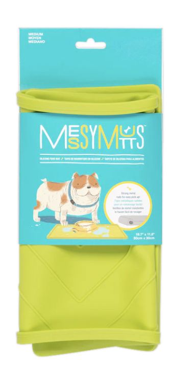 Messy Mutts Silicone Food Mat with Metal Rods 24&quot; x 16&quot; Large Green