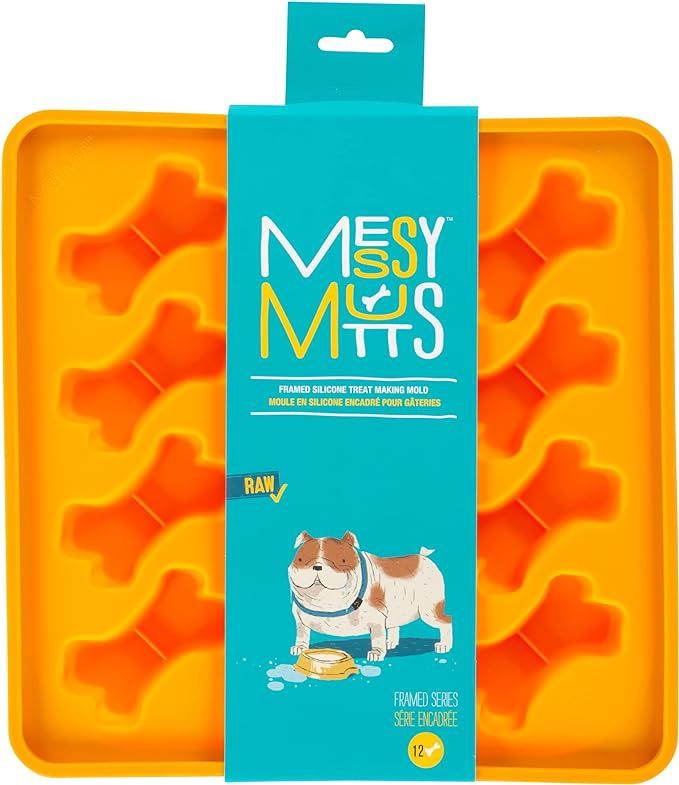 Messy Mutts Framed Silicone Bone Treat Making Mold Orange