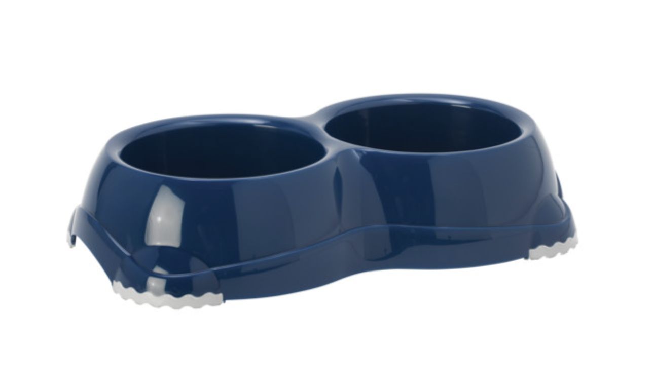 Moderna Double Smarty Bowl Non Slip Holds 2x3 Cups Blue