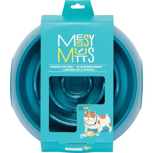 Messy Mutts Blue 3 Cup Interactive Slow Feeder Bowl