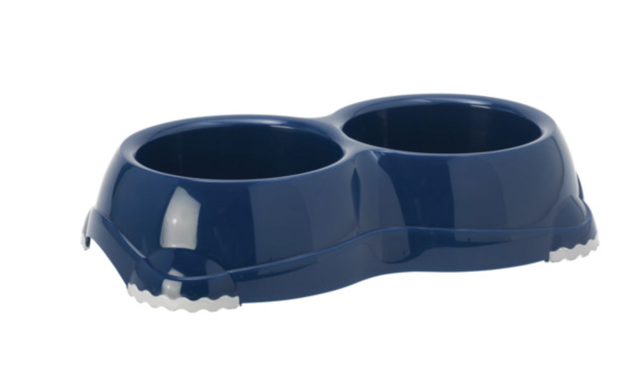Moderna Double Smarty Bowl Non Slip 1.5 cup in each Blue