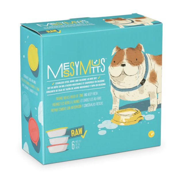 Messy Mutts 6pc Large Stainless Steel Bowl &amp; Lid Combo Set
