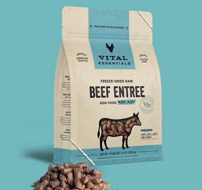 Vital Essentials Freeze-Dried Beef Entree Mini Nibs Dog Food  5.5oz