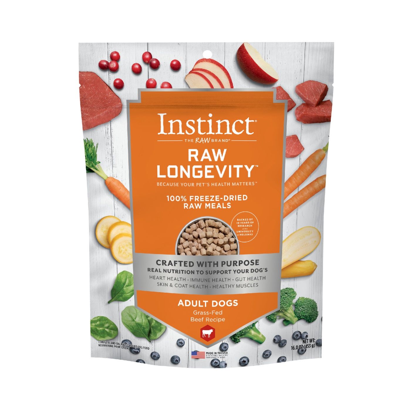 Instinct Longevity Freeze-Dried Bites Beef Recipe Adult Dog Food 16oz