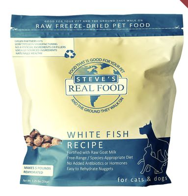 Steve&#39;s Real Food Freeze Dried Whitefish Recipe for Dogs and Cats 1.25lbs