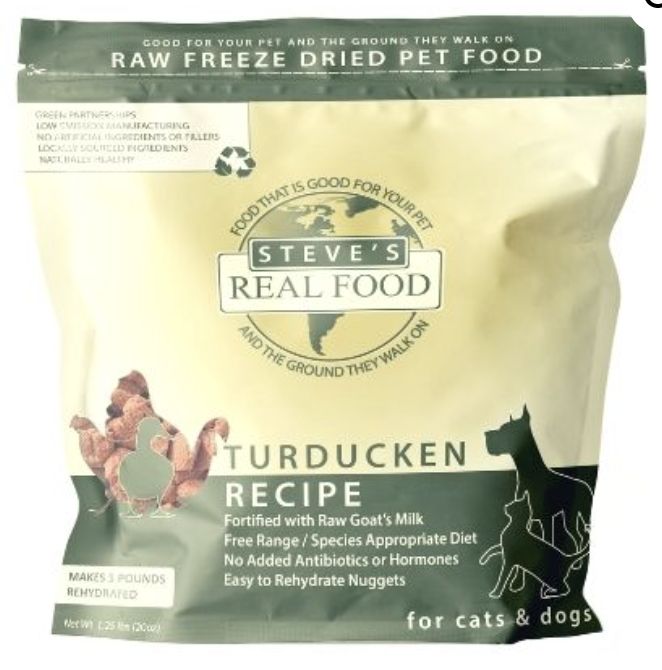Steve&#39;s Real Food Freeze Dried Turducken Recipe for Dogs and Cats 1.25lbs