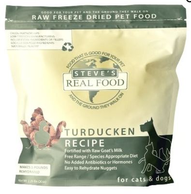 Steve&#39;s Real Food Freeze Dried Turducken Recipe for Dogs and Cats 1.25lbs