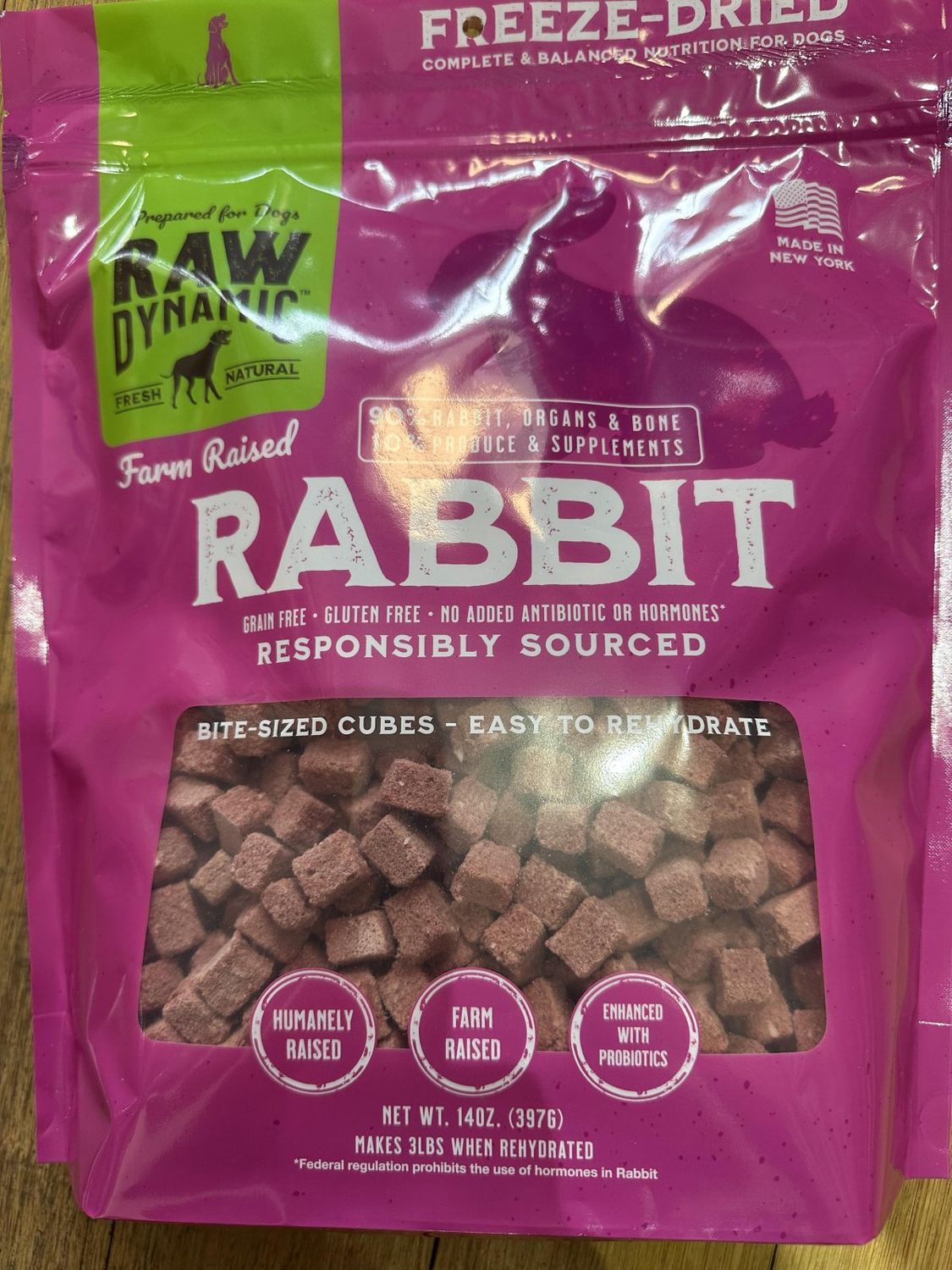 Raw Dynamic Freeze-Dried Rabbit Recipe Dog Food 14oz