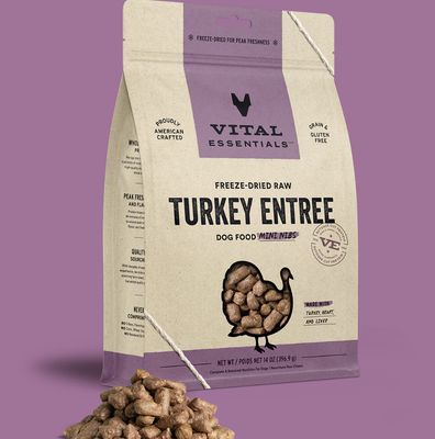 Vital Essentials Freeze-Dried Turkey Entree Mini Nibs Dog Food 14oz