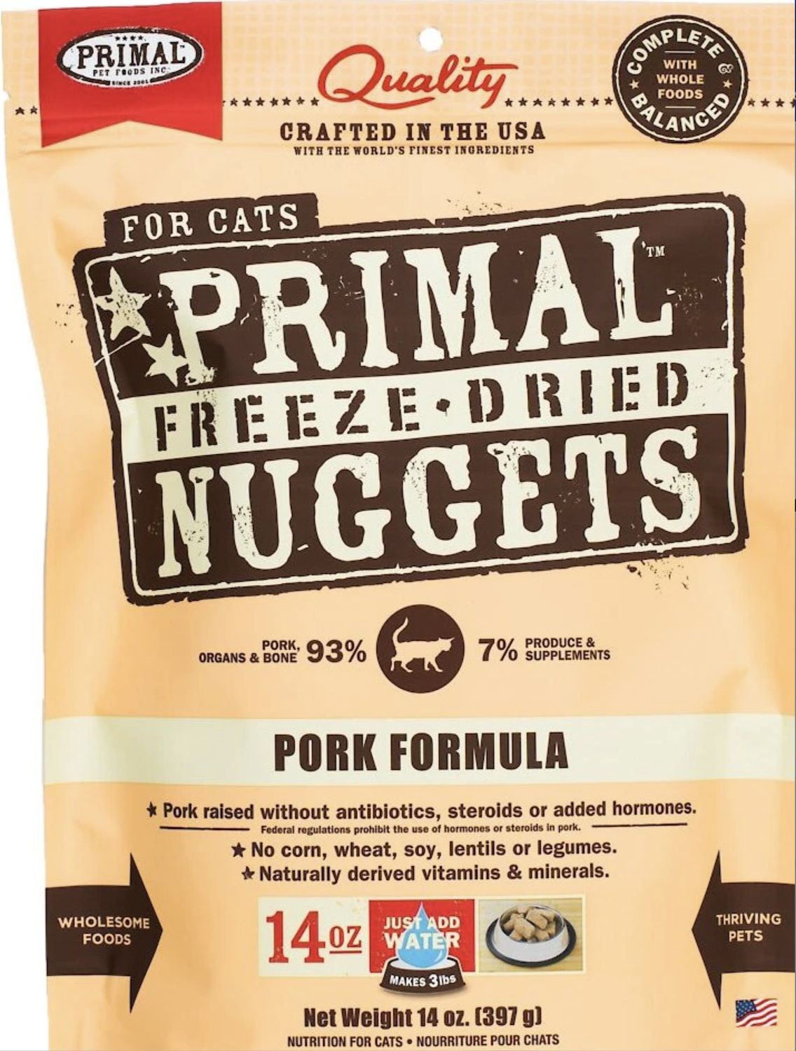 Primal Freeze Dried Nuggets Pork Formula Cat Food 14oz