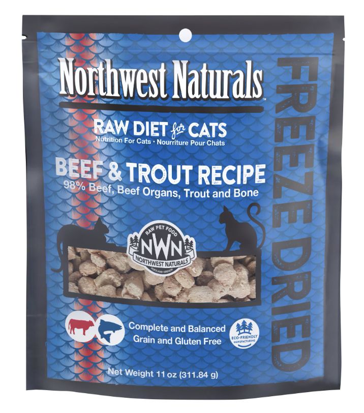 Northwest Naturals Freeze Dried Beef &amp; Trout Recipe Cat Food 11oz